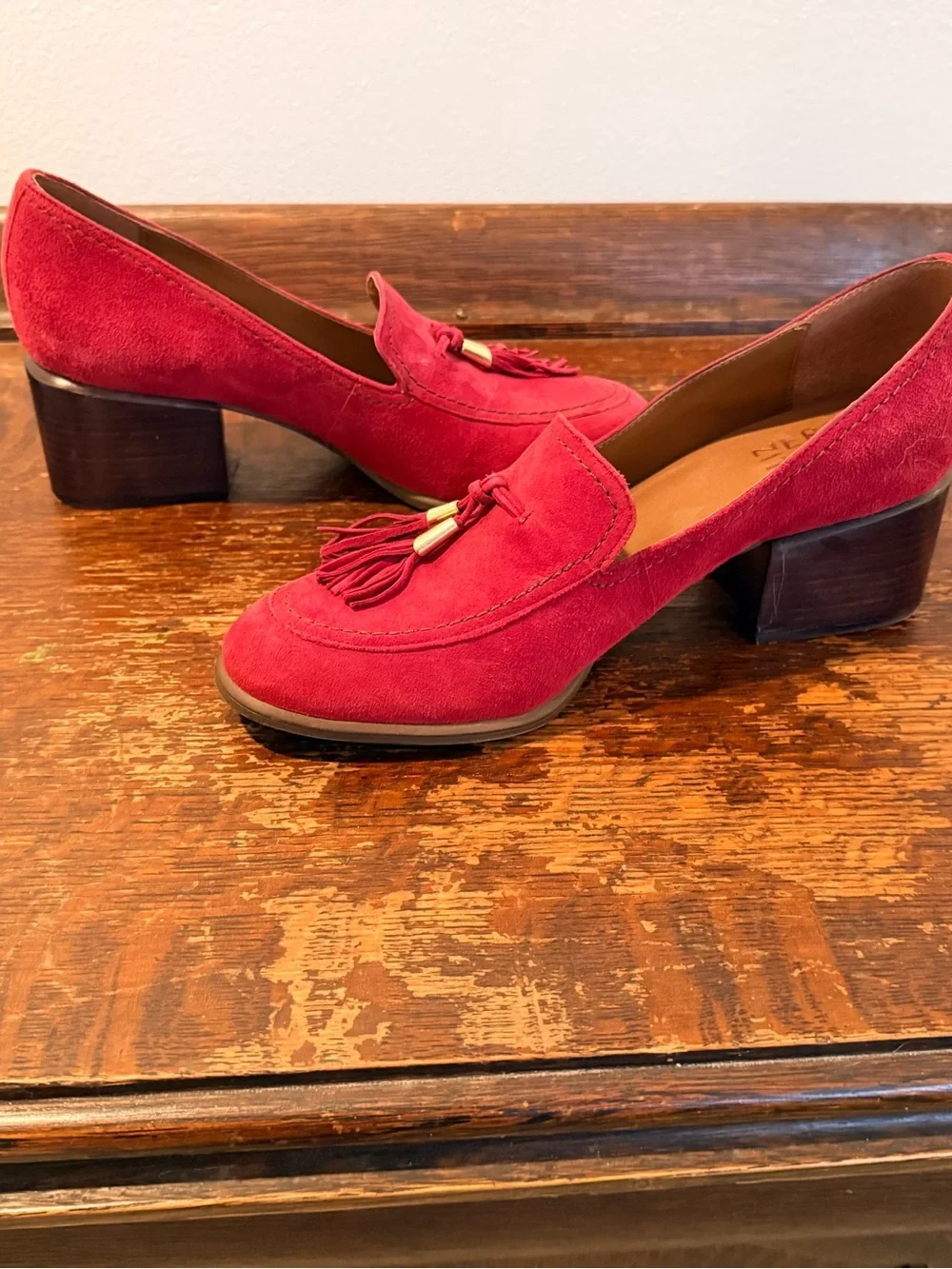 Naturalizer Red Suede Tassel Loafers - Women's - Picture 2 of 3